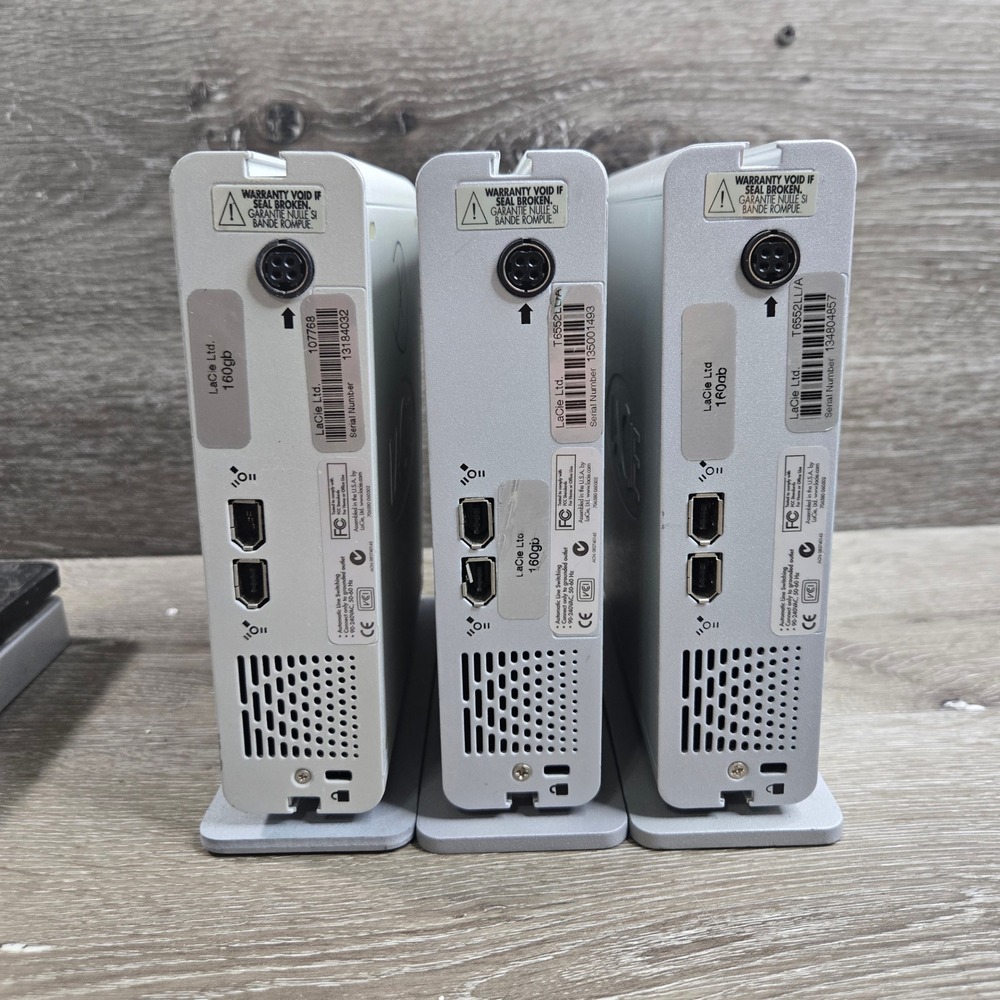 LaCie 300702 160GB External Hard Drive Lot of 3 Silver FireWire Parts Untested